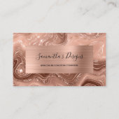 Luxury Roos Gold Marble Agate Glam Folie Visitekaartje (Voorkant)