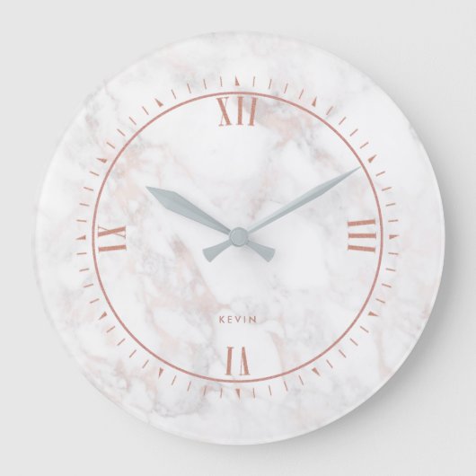 Luxury Roos-Gold Marble Stone Grote Klok (Voorkant)