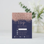 Luxury Roos Gold Navy Glitter Confetti Wedding RSVP Kaartje (Staand voorkant)