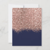 Luxury Roos Gold Navy Glitter Confetti Wedding RSVP Kaartje (Achterkant)