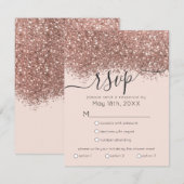 Luxury Roos Gold Pink Glitter Confetti Wedding RSVP Kaartje (Voorkant / Achterkant)