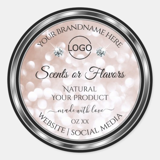Luxury Roos Gold Shimmer Product Label Juwelen Log (Voorkant)