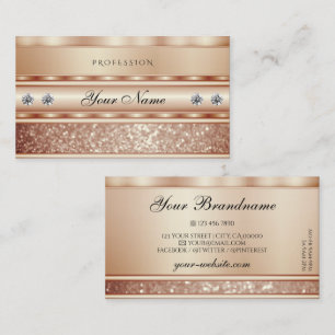 Luxury Roos Gold Sparkle Glitter Diamonds Elegant Visitekaartje