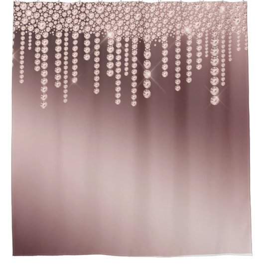 Luxury Roos Gold Sparkly Diamonds Douchegordijn (Voorkant)