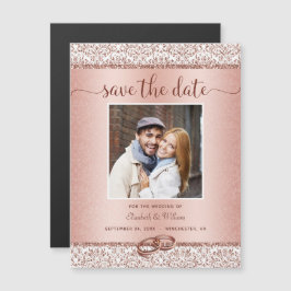 Luxury Roos Gold Wedding Foto Save the Date Magnetische Uitnodiging