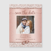 Luxury Roos Gold Wedding Foto Save the Date Magnetische Uitnodiging (Voorkant)