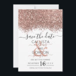 Luxury Roos Gold White Glitter Confetti Wedding Save The Date<br><div class="desc">De elegante, glamoureuze en moderne bruiloft met de datumkaart is perfect voor het hedendaagse en stijlvolle echtpaar. Het is voorzien van een faux bedrukt roos goud met een dun glitter confetti bespikkeld kleurenblok bovenop een eenvoudige witte achtergrond. De achterzijde toont het zelfde glitter maar een dikker paneel. Deze griezelige, luxe...</div>