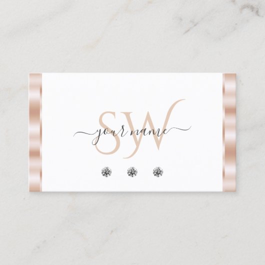 Luxury Roos Gold White Sparking Jewels Initialen Visitekaartje (Voorkant)