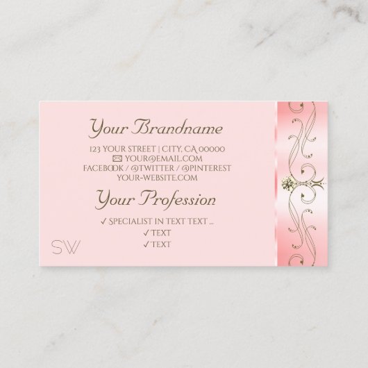 Luxury Roos Roze Mongsmakreel Visitekaartje (Achterkant)