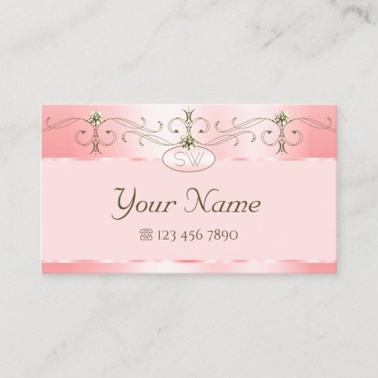 Luxury Roos Roze Mongsmakreel Visitekaartje (Voorkant)