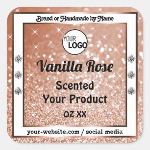 Luxury Rose Glitter Stars Product Labels Logo