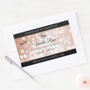 Luxury Rose Glitter Stars Product Labels Logo