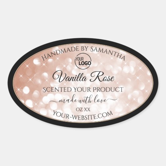 Luxury Rose Glitter Stars Product Labels Logo (Voorkant)