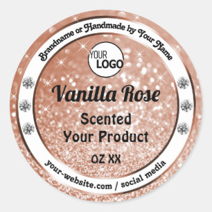 Luxury Rose Glitter Stars Product Labels Logo