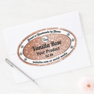 Luxury Rose Glitter Stars Product Labels Logo