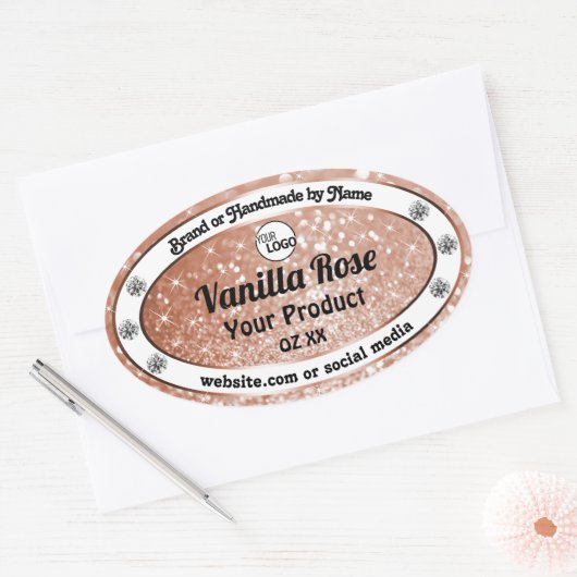 Luxury Rose Glitter Stars Product Labels Logo (Envelop)