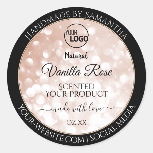 Luxury Rose Glitter Stars Product Labels Logo (Voorkant)