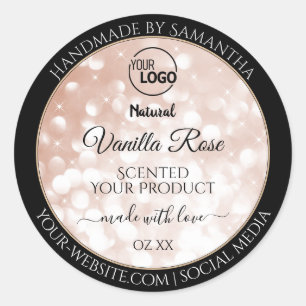 Luxury Rose Glitter Stars Product Labels Logo