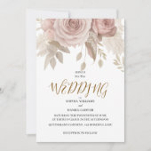 Luxury Rose Gold Blush Botanical Wedding Card Kaart (Voorkant)