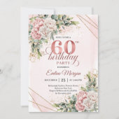 Luxury Rose Gold Dusty Pink 60th Birthday Invite Kaart (Voorkant)