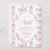 Luxury Rose Gold Floral Roses Bridal Shower Invite Kaart (Voorkant)