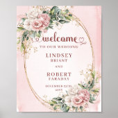 Luxury Rose Gold Flowers Eucalyptus Welcome Weddin Poster (Voorkant)