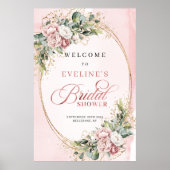 Luxury Rose Gold Flowers Greenery Bridal Shower  Poster (Voorkant)