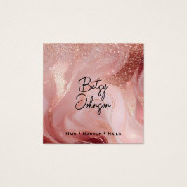 Luxury Rose Gold Glitter Salon Business Card Vierkante Visitekaartjes