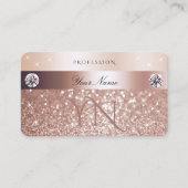 Luxury Rose Gold Glitter Sparkling Stars Monogram Visitekaartje (Voorkant)