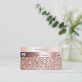 Luxury Rose Gold Glitter Sparkling Stars Monogram Visitekaartje (Staand voorkant)