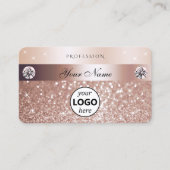 Luxury Rose Gold Glitter Sparkling Stars with Logo Visitekaartje (Voorkant)
