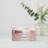 Luxury Rose Gold Glitter Sparkling Stars with Logo Visitekaartje (Staand voorkant)