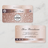 Luxury Rose Gold Glitter Sparkling Stars with Logo Visitekaartje (Voorkant / Achterkant)