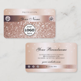 Luxury Rose Gold Glitter Sparkling Stars with Logo Visitekaartje