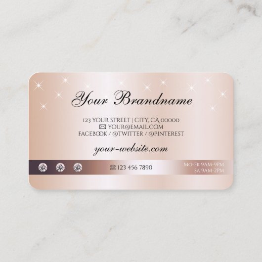 Luxury Rose Gold Glitter Sparkling Stars with Logo Visitekaartje (Achterkant)