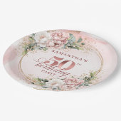 Luxury Rose Gold Peonies 50th Birthday Party Plate Papieren Bordje (Gekanteld)
