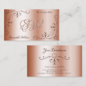 Luxury Rosegold Corner Borders en Initialen Visitekaartje (Voorkant / Achterkant)