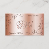 Luxury Rosegold Corner Borders en Initialen Visitekaartje (Voorkant)