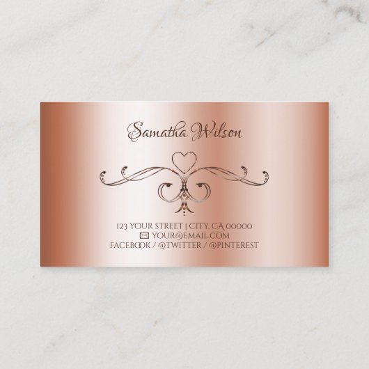 Luxury Rosegold  Corner Borders Ornamental Visitekaartje (Achterkant)