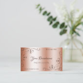 Luxury Rosegold  Corner Borders Ornamental Visitekaartje (Staand voorkant)