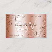 Luxury Rosegolden Corner Borders Initialen Visitekaartje (Voorkant)