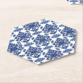 Luxury Royal Blue and White Baroque Floral Pattern Kartonnen Onderzetters (Schuin)