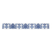 Luxury Royal Blue and White Baroque Floral Pattern Satijnen Lint (Voorkant)