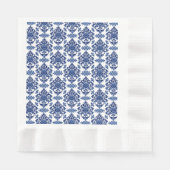 Luxury Royal Blue and White Baroque Floral Pattern Servet (Voorkant)