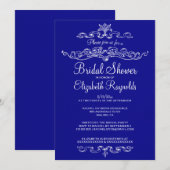 Luxury Royal Blue Bridal Shower-uitnodigingen Kaart (Voorkant / Achterkant)