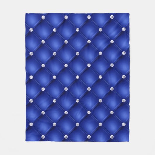 Luxury Royal Blue Diamond Tufted Pattern Fleece Deken (Voorkant)