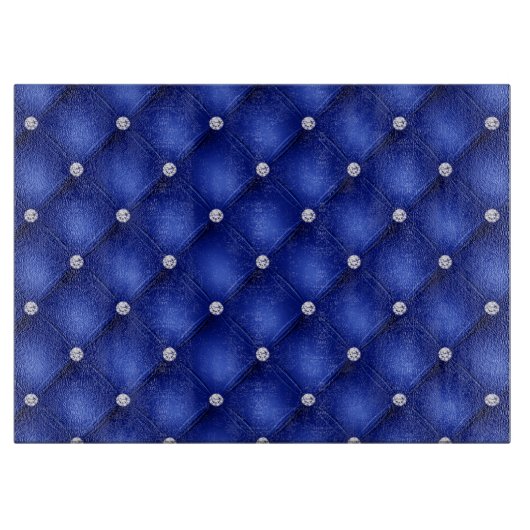 Luxury Royal Blue Diamond Tufted Pattern Snijplank (Voorkant)