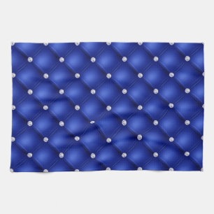 Luxury Royal Blue Diamond Tufted Pattern Theedoek