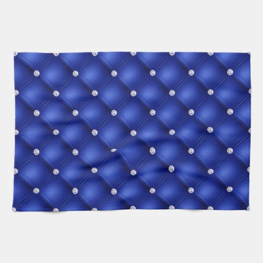 Luxury Royal Blue Diamond Tufted Pattern Theedoek (Horizontaal)