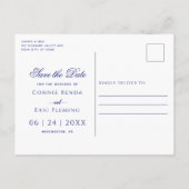 Luxury Royal Blue Gold Floral Rozen Wedding Aankondigingskaart (Achterkant)